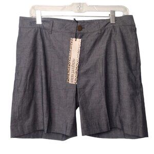 Newport News Chambray Cotton Shorts 10 Blue Preppy Golf Pockets Travel NEW